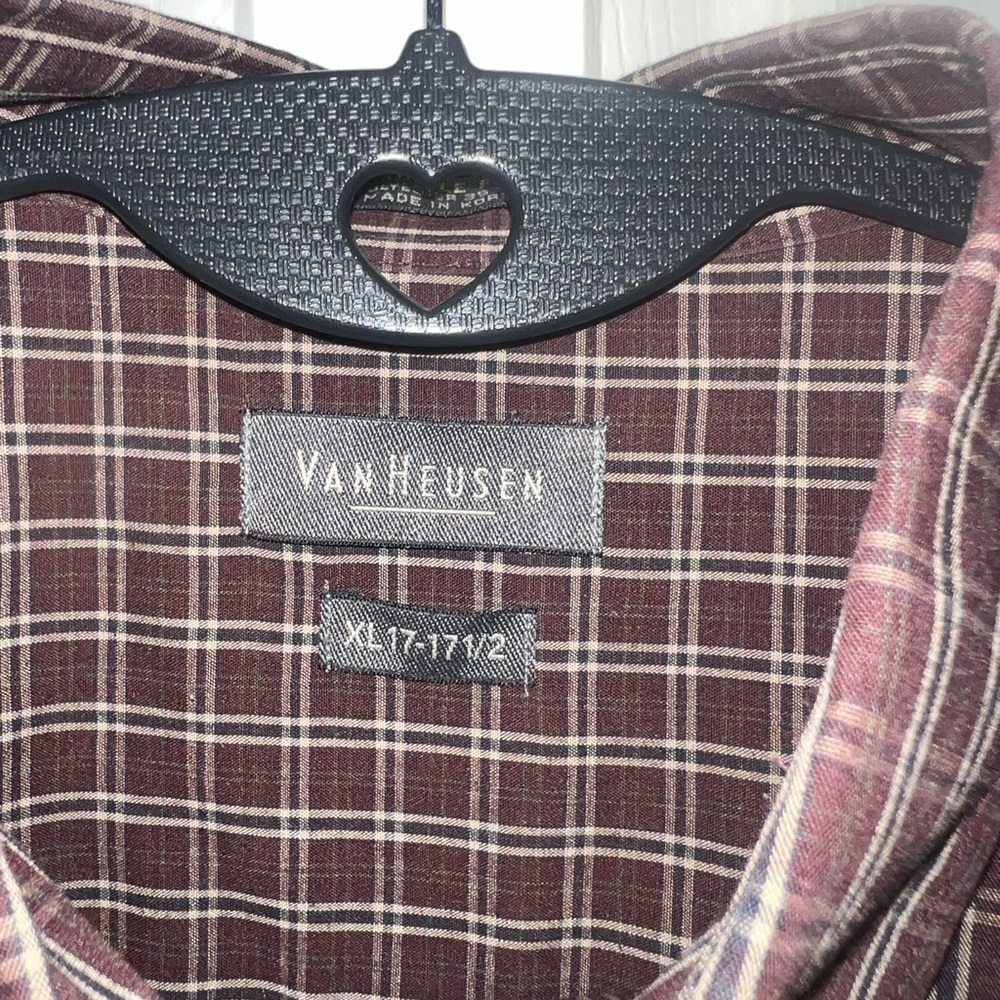 Van Heusen Checkered Shirt in Maroon and White